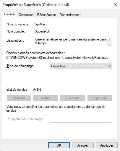 Parmètres Windows 10